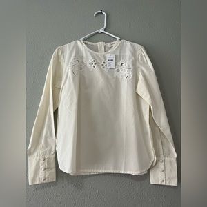 BOHME L/S ivory embroidery top size MEDIUM